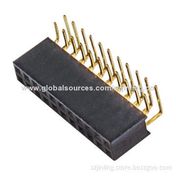 Dual row right angle 2.54mm female header, height 7.1mm